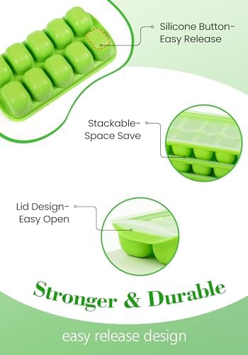 DOQAUS Ice Cube Tray with Lid and Bin, 4 Pack Ice Bucket Kits for RV