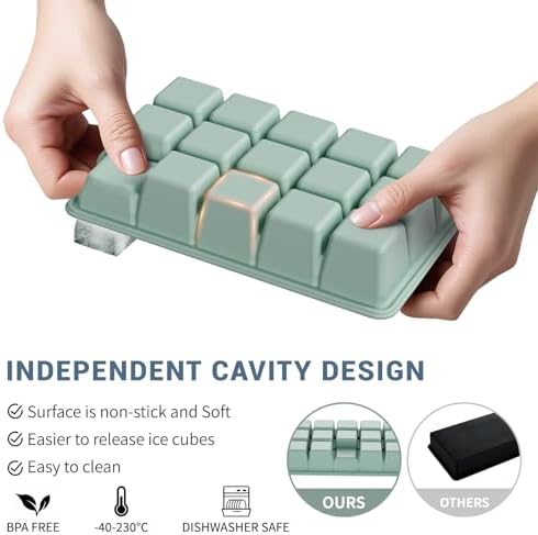 Silicone Ice Cube Tray 3 Pack, HANCELANT Ice Cube Mold, Ice Trays for Freezer with Lid for Whiskey, Cocktail, Drinks and Food, Freezer, BPA Free, Easy Release