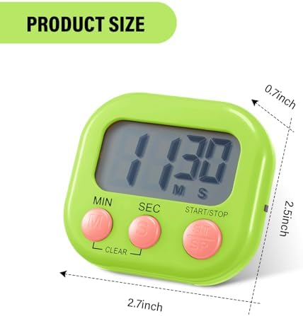 Weewooday 30 Pcs Multi-func Electronic Kitchen Classroom Timer, 10 Colors