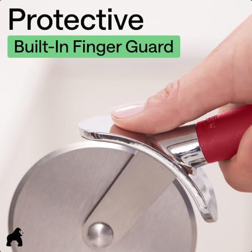 GORILLA GRIP Patented Stainless Steel Large Pizza Cutter Wheel, Red
