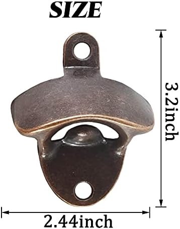 ROYHOO 16PCS Wall Mounted Bottle Opener Vintage Beer Opener with Mounting Screws Set for Beer Cap Coke Bottle Wine Soda Open and Kitchen Cafe Bars(Red Bronze)