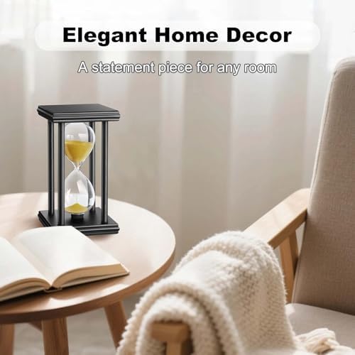 30 Minute Sand Timer, Wooden Stand Hourglass Clock, Sand Watch 30 Min, Antiguo Reloj De Arena, Large Unique Hour Glass Sandglass for Home Desk Office (Gold)