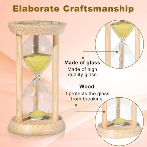 SuLiao Wooden Sand Timer 60 Minute Hourglass, 1 Hour Gold Sand Clock, Small Watch 60 Min Timer, One Hour Reloj De Arenai, Hour Glass Sandglass for Home, Office, Decorative, Game, Classroom