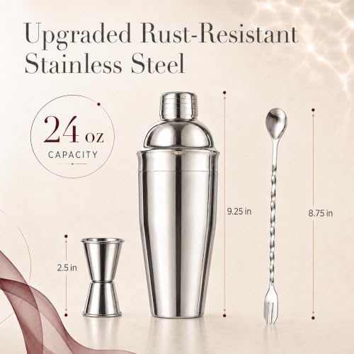 24oz Cocktail Shaker Set - Professional 316 Stainless Steel Bar Kit