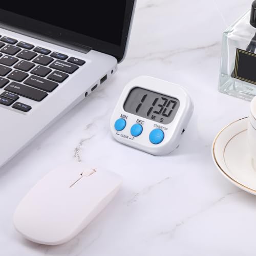 Weewooday 12 Pcs Digital Kitchen Magnetic Timer Bulk Classroom Count up Countdown Egg Timer Cute Desk Stopwatch for Back to School Teacher Kids Cooking Office(White,Stylish Style)