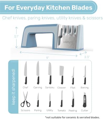 Wamery Knife & Scissors Sharpener, 4-Stage Pull-Through with Scissors Slot