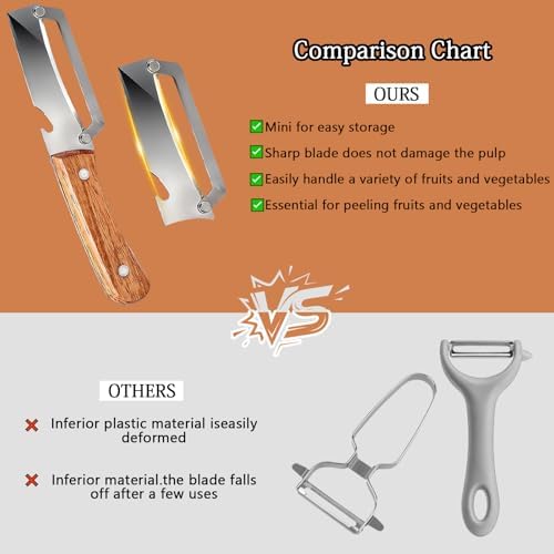 2pcs 2 In 1 Multi-Functional Vegetable Peeler With Bottle Opener, Stainless Steel Kitchen Tool With Wooden Handle, Premium Vegetable Peeler Suitable For Potatoes, Apples, Pineapples, Mangoes Cucumber