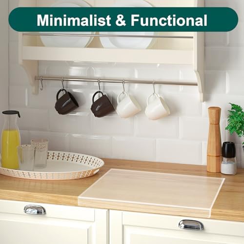 2 Pack Acrylic Cutting Board with Counter Lip – Clear Non-Slip Cutting Boards for Kitchen Countertop, Large 15.8” x 11.8” Food-Grade Cut Mats, Minimalist Kitchen Decor & Counter Protector
