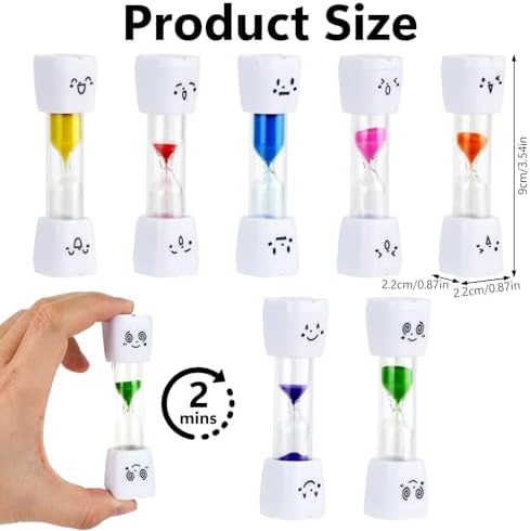 28PCS Brushing Teeth Timer Set, 7 Colors Colorful Hourglass Sand Clock,2mins Cute Smile Face Kids Sand Timer for Classroom Games Home Office,Smiling Toothbrush Timer for Kitchen Cooking, Decoration