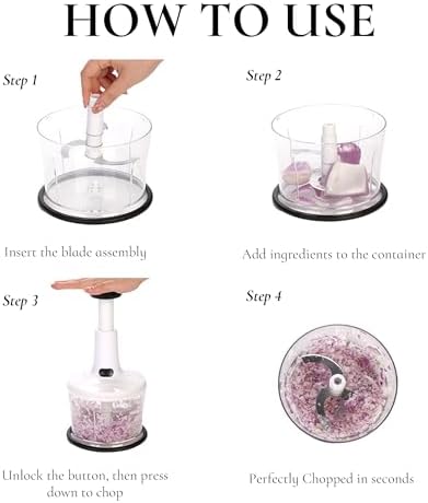 Manual Hand Push Food Chopper with Egg Whisk & Salad Spinner
