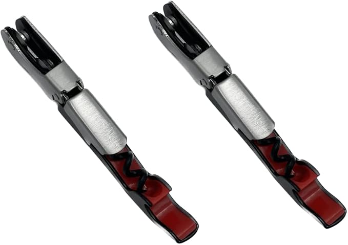 TSA Compliant Corkscrew Bottle Opener, Black Double Hinged, Stainless Steel Wine Key (2 Pack)