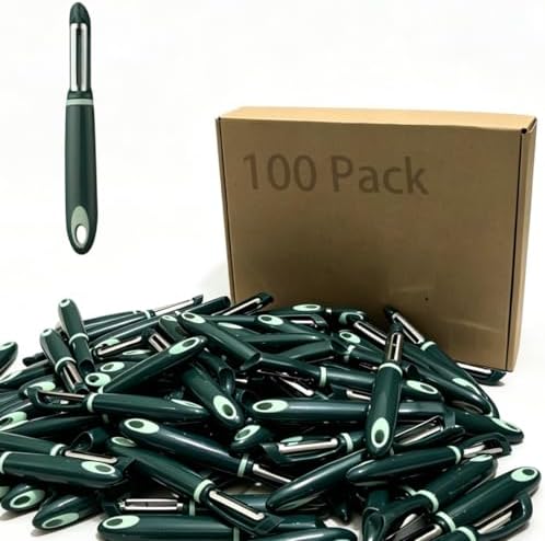 100 Pack Vegetable Potato Peeler for Kitchen,Ergonomic Soft-Touch Handle-Black (Aquamarine, 100 Pack)