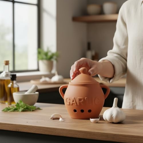 Dexam 17851023 Terracotta Garlic Keeper, Ceramic,12.75cm x 10cm, White