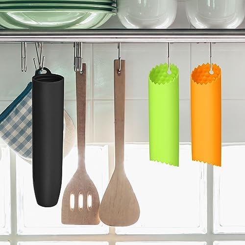 uxcell Garlic Peeler Skin Remover Roller Keeper, Silicone Garlic Peeler Tube Non Slip 5.12inch Long for Useful Kitchen Tools, Red/Green
