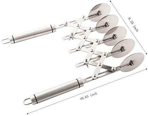 5 Wheel Pastry Cutter with Handle set of 2 Stainless Steel Double cutter Adjustable Pizza Slicer Multi-Round Dough Cutter Roller
