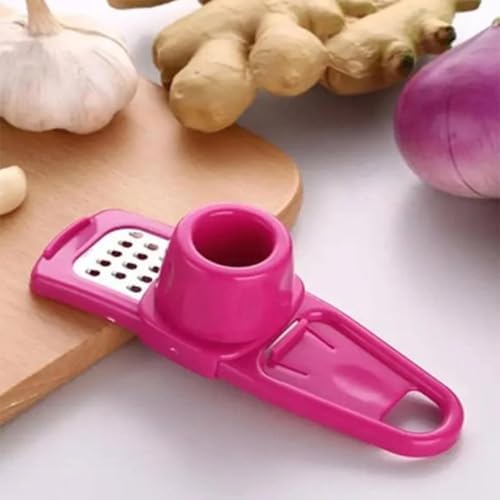 Angel's Peel Lounge Multipurpose Garlic Mincer and Garlic Crusher - Easy Squeeze Clean Garlic Press, Dishwasher Safe Sturdy Tool Compact and Portable Design for Extracts More Paste Per Clove - Pink