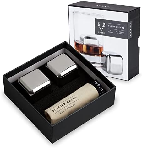 Viski Glacier Rocks Large Stainless Steel Cubes, Silver
