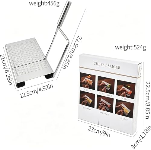 Cheese Slicer,Stainless Steel Cheese Slicer & Wire Cutter – Adjustable Thickness Board for Block Cheese, Butter, and Food Cutting, Heavy Duty