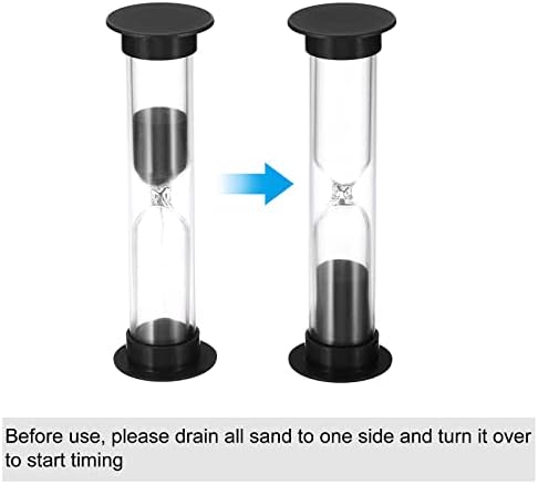 PATIKIL 2 Minute Sand Timer, 4Pcs Small Sandy Clock with Plastic Cover, Count Down Sand Glass for Games, Kitchen, Party Favors DIY Decoration, Black