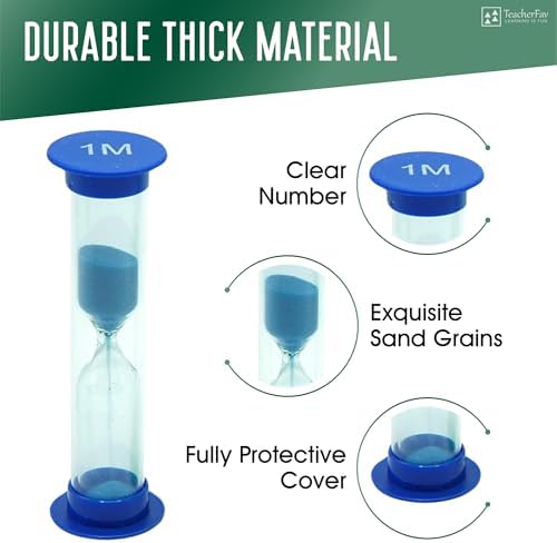 Sand Timer for Kids Set of 3 Small Colorful Hourglass Acrylic Covered Clock 1Min 2Min 5Min for Classroom, Home & Kids Room