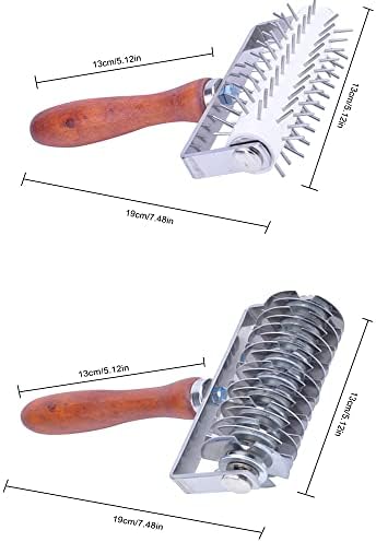 Time Saver Pizza Dough Roller with Wood Handle, for Pizza Cookie Cake Pie Pastry Bread Dough (Stainless Steel)