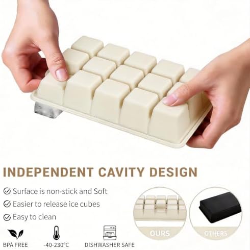 Silicone Ice Cube Tray 2 Pack, HANCELANT Ice Cube Mold, Ice Trays for Freezer with Lid for Whiskey, Cocktail, Drinks and Food, Freezer, BPA Free, Easy Release