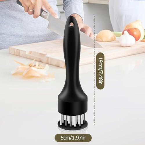 2026 New Stainless Steel Meat Tenderizer Needle 21 Pin Steak, Stainless Steel Meat Tenderizer, Ultra Sharp Needle Blades Chicken BBQ Kitchen Cooking Tool, With Pounding Steak Mallet Tool (White 1pcs)