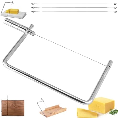 Cheese Slicer Accessories Kitchen Marble Board Cheese Cutter Stainless Steel Components Ideal Making Giftable Cheese Cutting Boards with The Cheese Slicer Kit (1Cheese Slicer+3Wires),6inch
