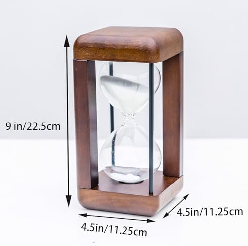 Large Premium Walnut Hourglass,60 Minutes Sand Timers,Hour Glass with Sand Timer for Gift,Hourglass Decor for Home, Desk,Office, Wedding Decor (White)