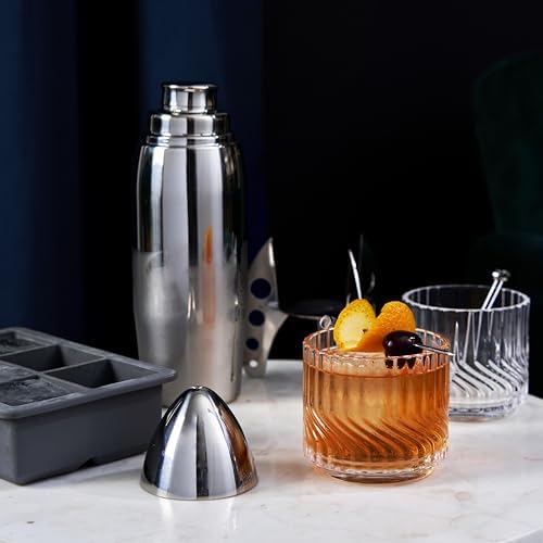 Viski Ice Cube Tray with Lid, Easy Release Large Silicone Mold, 2 Inch Ice Cubes for Whiskey, Cocktails, Mixed Drinks, Iced Coffee, Kitchen & Home Bar Accessories, Man Cave Gifts, Set of 1, Gray