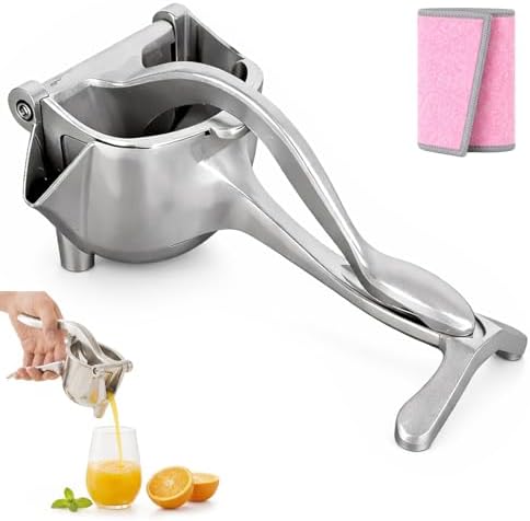 Heavy Duty Cast Iron Juicer Manual Hand Press, Stainless Steel Fruit Juice Squeezer for Lemon & Orange, Citrus Press Juicer (1PC)