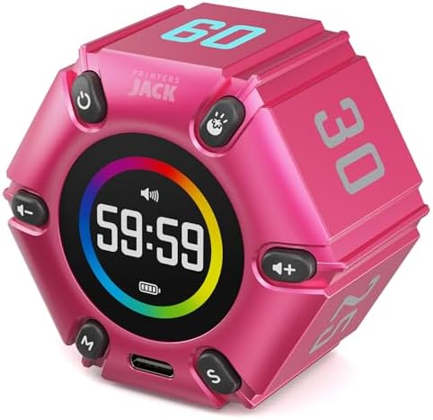 Smart FILP Pomodoro Timer 3/5/10/25/30/60min Preset, Silent & Sound Alarm