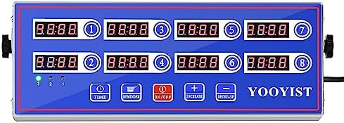 Kitchen Timers for Cooking – 8 Channel Commercial Kitchen Timer Restaurant Kitchen Supplies – Stainless Steel LED Technology Kitchen Timer Digital – Reminder Function, Loud Alarm, Blue