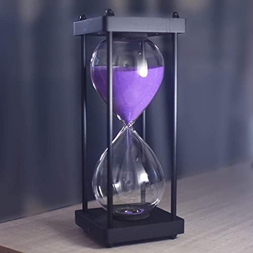 Hourglass Timer 60 Minute, Black Wooden Sand Timer, Purple
