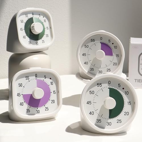 Tiempo Round 60-Minute Visual Analog Timer, Pause Function, 6 Alarm Modes, Magnetic Productivity Focus Desk Timer for Kids, ADHD, Study, Work, Kitchen, Dark Green