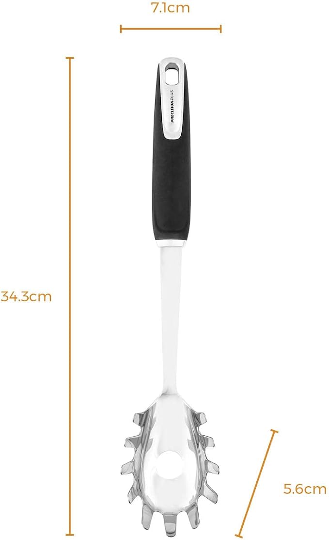 Tower T832225 Precision Plus Spaghetti/Pasta Server with Hanging Loop, Softtex Handle, Stainless Steel