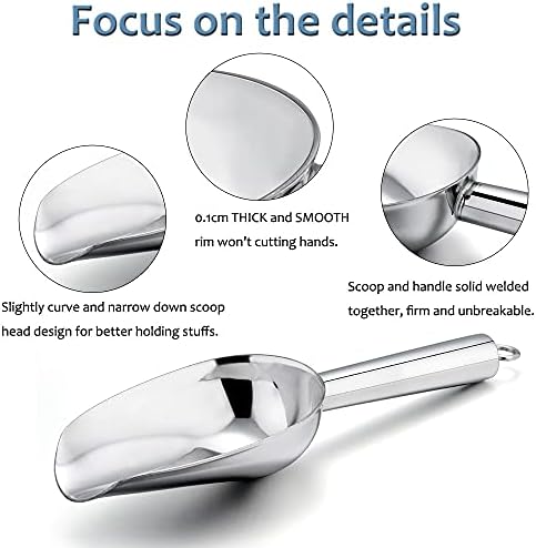 Stainless Steel Scoop Set of 3 (3-5-8oz), E-far Small Scoops for Canisters