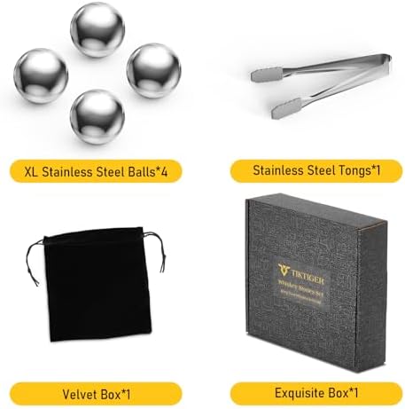 Whiskey Ice Balls Set of 4 XL 55mm Balls Resuable Ice Stones