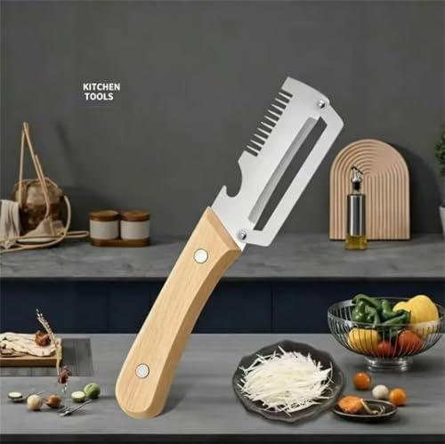 Elite Peeler, Gourmet Knives and Cutlery Set, 2-Pack Multi-functional Vegetable Peeler for Kitchen, 2.5 Mm Stainless Steel Peeler, 3-in-1 Scallion Shredder & Peeler-Stainless Steel, Multi-tool