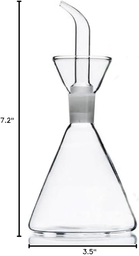 ELETON Conical 8 oz Glass Oil Dispenser – No Drip Olive Oil Cruet with Leak-Proof Spout, Easy-Fill Wide Mouth, Borosilicate Bottle for Kitchen & BBQ