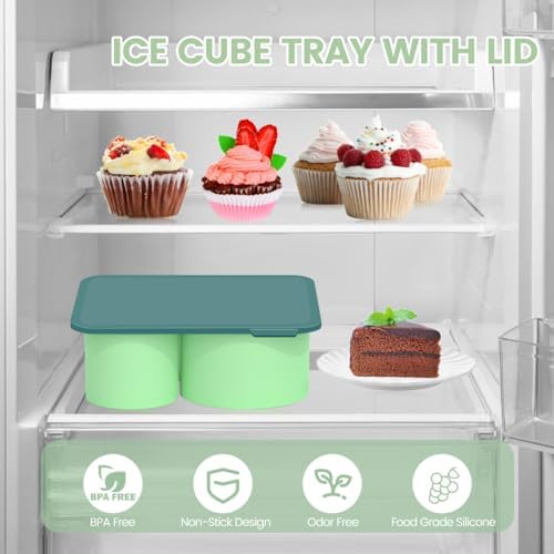 Ice Mold for Stanley 40 oz 30 oz 20 oz Tumbler Cup, 4-Tier Hollow Cylinder Ice Mold with Lid, Easy Release Ice Maker Compatible with Yeti, Owala, Hydro Flask & Insulated Cups(Green)
