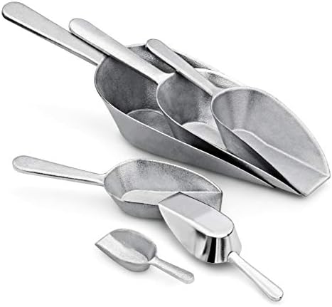 New Star Foodservice One-Piece Cast Aluminum Flat Bottom Bar Ice Flour Utility Scoop, 2-Ounce, Silver