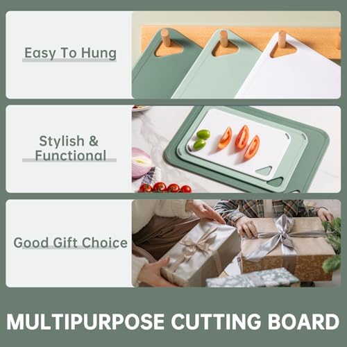 THETCHRY Plastic Cutting Board Set of 3-Cutting Boards for Kitchen BPA Free