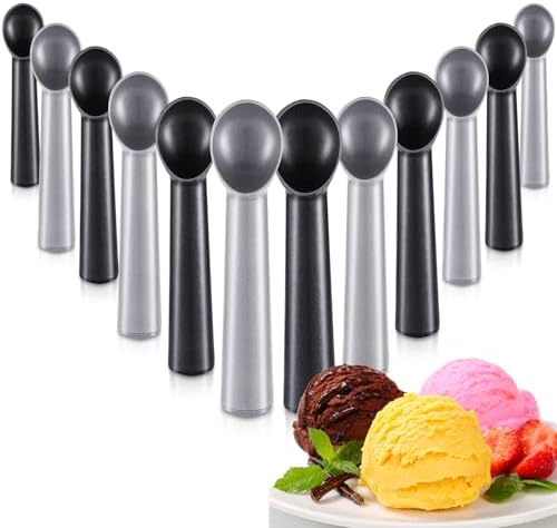 Gejoy 12 Pcs Ice Cream Scoop Set, Ice Cream Scoops 7 Inch, Black and Silver