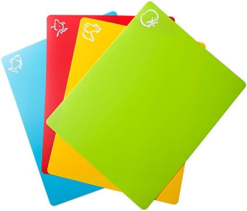 8pcs Flexible Plastic Cutting Board Mats, 2 Pack Colored Mats With Food Icons, Gripped Back, Cutting board Set of 4 (2)