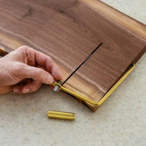 ROCKLER Gold Finish Cheese Slicer Kit - Stainless Steel Wire Cheese Slicer w/Extra 2 Wires & Hex Key - Easy Installation Cheese Cutters for Block Cheese - DIY Kitchen Gadgets for Decor