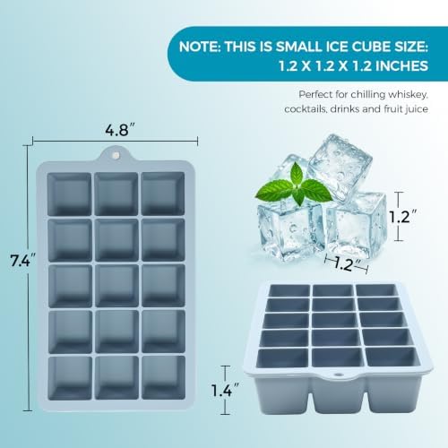 Silicone Ice Cube Trays with Lids (3Pack, Green+Blue+Black)