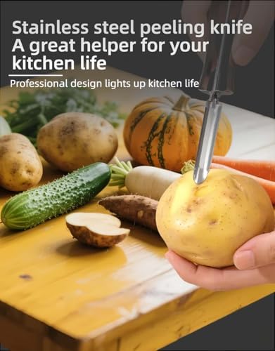 Professional Stainless Steel Peeler - Swivel Blade, Ergonomic Handle, Potato Eye Remover - Commercial Grade Vegetable Peeler for Potatoes, Carrots, Apples - Dishwasher Safe