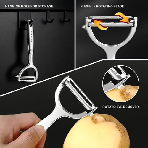MAD SHARK Vegetable Peeler, Peels Smoothly Serrated Blade for Kitchen