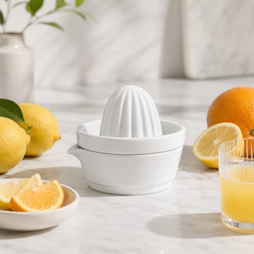 Garneck Ceramic Lemon Squeezer, Manual Citrus Juicer, Hand Press for Lemons, Oranges and Limes, Ideal for, Modern Kitchen Design, Durable Material, Simple